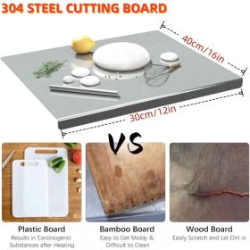 XXL 304 Stainless Steel Cutting Board  Anti-Slip & Mildew-Proof! No More Moldy Wooden Boards | Heavy-Duty & Food-Safe, Easy to Clean – Chop Meat (size: 30CM*40CM)