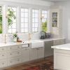 White Undermount Farmhuose Ceramic Kitchen Sink, Deep Apron Single Bowl Farm Sink with Bottom Grid