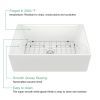 White Undermount Farmhuose Ceramic Kitchen Sink, Deep Apron Single Bowl Farm Sink with Bottom Grid