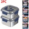 Yakimoto 2/4/6/8/10 PCS Extra-Large Stainless Steel Food Storage Containers With Blue Lids - Deep Design, Airtight Seal